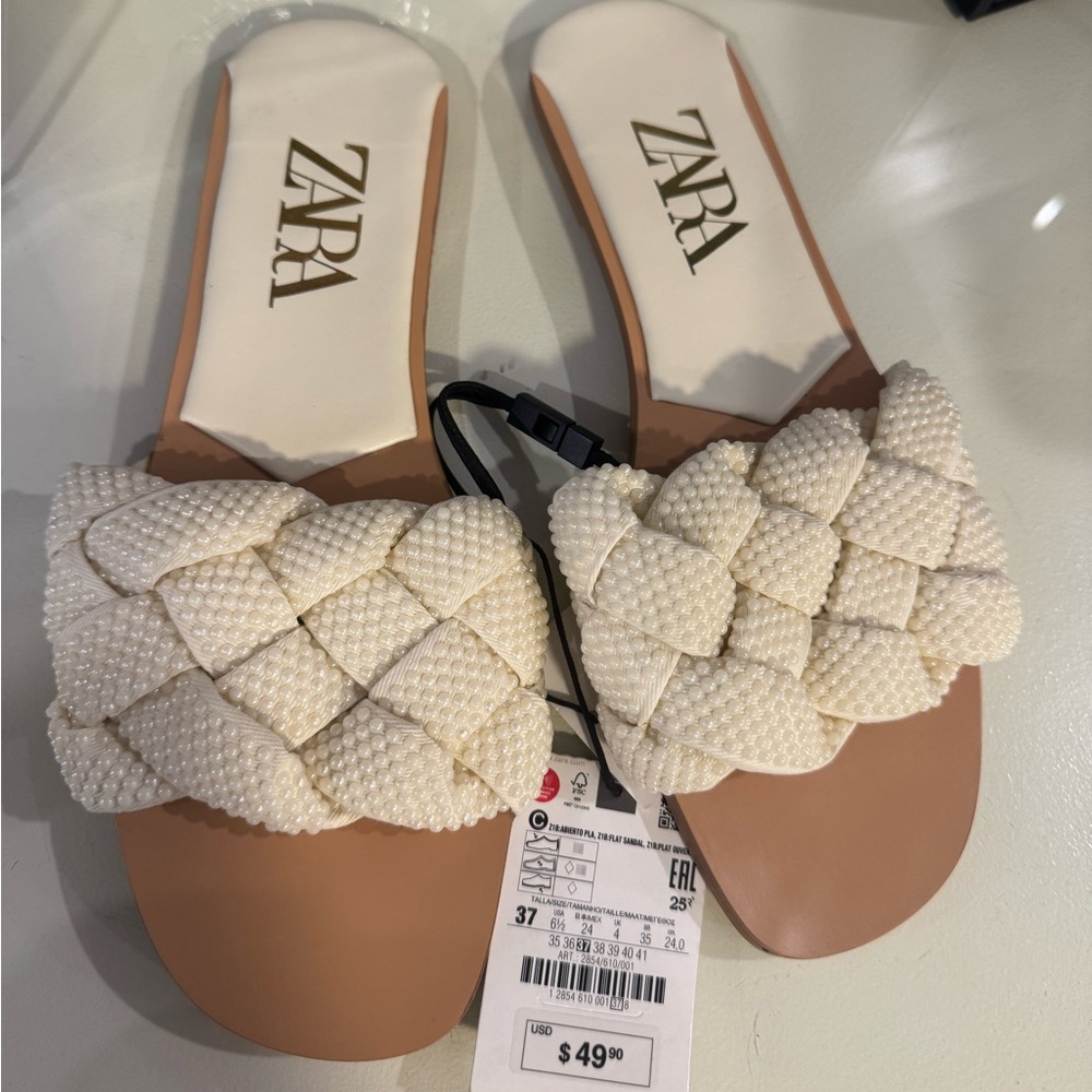 Zara Women's Ivory Woven Sandals